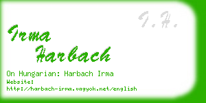 irma harbach business card